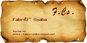 Fabró Csaba névjegykártya